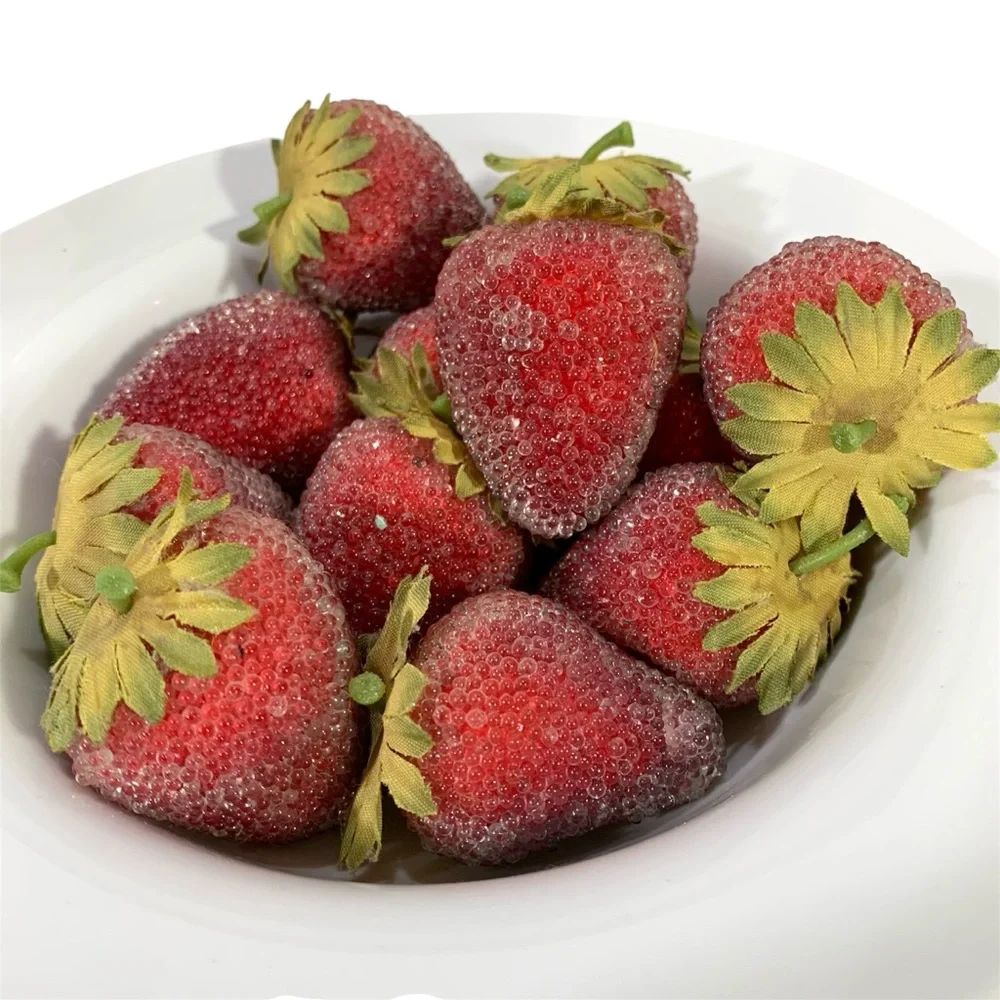 Pier 1 Faux Beaded Strawberries Fruit Decor Life Size Bundle of 12